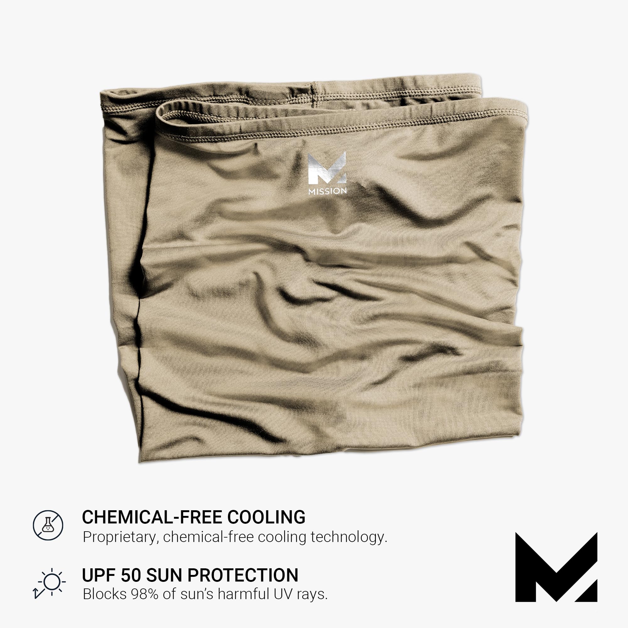 MISSION Cooling 12-in-1 Neck Gaiter, Sand - Lightweight & Durable - Cools Up to 2 Hours - UPF 50 Sun Protection - Machine Washable