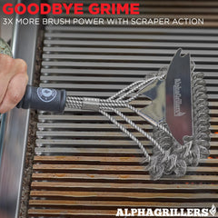 Grill Brush for Outdoor Grill Bristle Free - Heavy Duty 18" Grill Cleaner Brush Bristle Free & Grill Scraper - Stainless Steel Grill Accessories Tools - Extra Wide BBQ Brush for Grill Cleaning