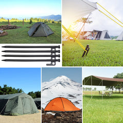 8pcs Tent Stakes and Hammer Set, 8in Heavy Duty Forged Steel Tent Stakes + Camping Hammer + Storage Pouch, Available in Rocky Place (8pcs 8in Stake+Hammer)