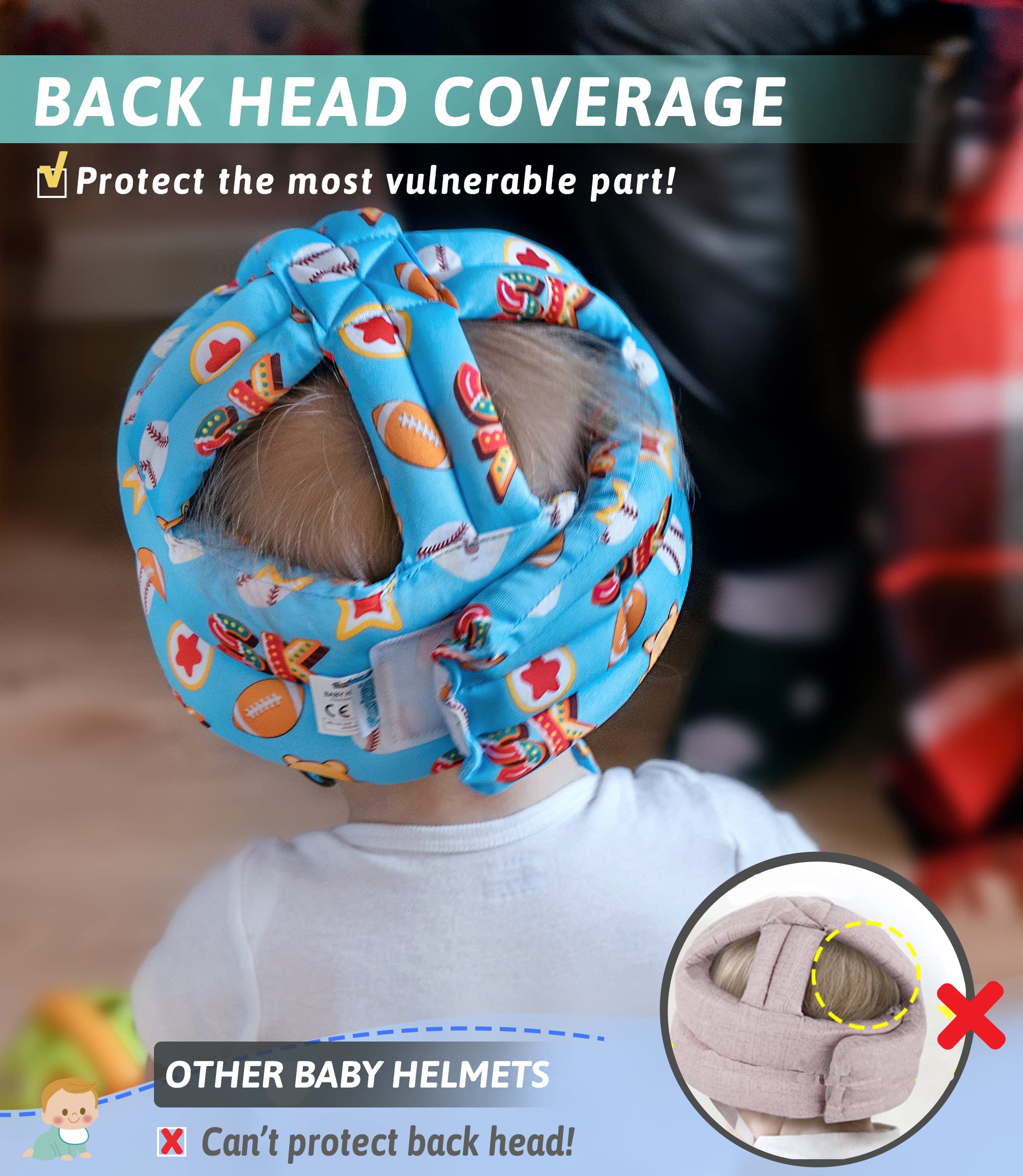 Baby Helmet for Crawling Walking Baby Head Protector - 1-2 Years Old, 6-12 Months