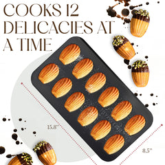 Bellemain Madeleine Pan | 12-Well Madeleine Mold Makes 12 Madeleine Cookies | Nonstick Tea Cake Pan for Madeleines, Cakelet Pan | Warp-Resistant Carbon Steel Madeline Pans (2-Pack)