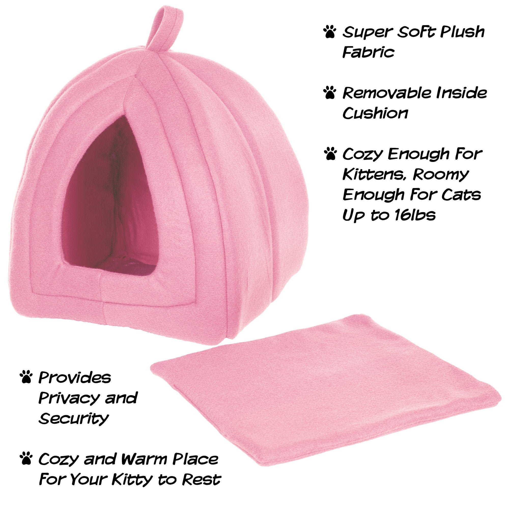 Cat House - Indoor Bed with Removable Foam Cushion - Pet Tent for Puppies, Rabbits, Guinea Pigs, Hedgehogs, and Other Small Animals by PETMAKER (Pink)