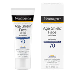 Neutrogena Age Shield Face Oil-Free Sunscreen Lotion with Broad Spectrum SPF 70, Non-Comedogenic Moisturizing Sunscreen to Help Prevent Signs of Aging, PABA-Free, 3 fl. oz (Pack of 3)