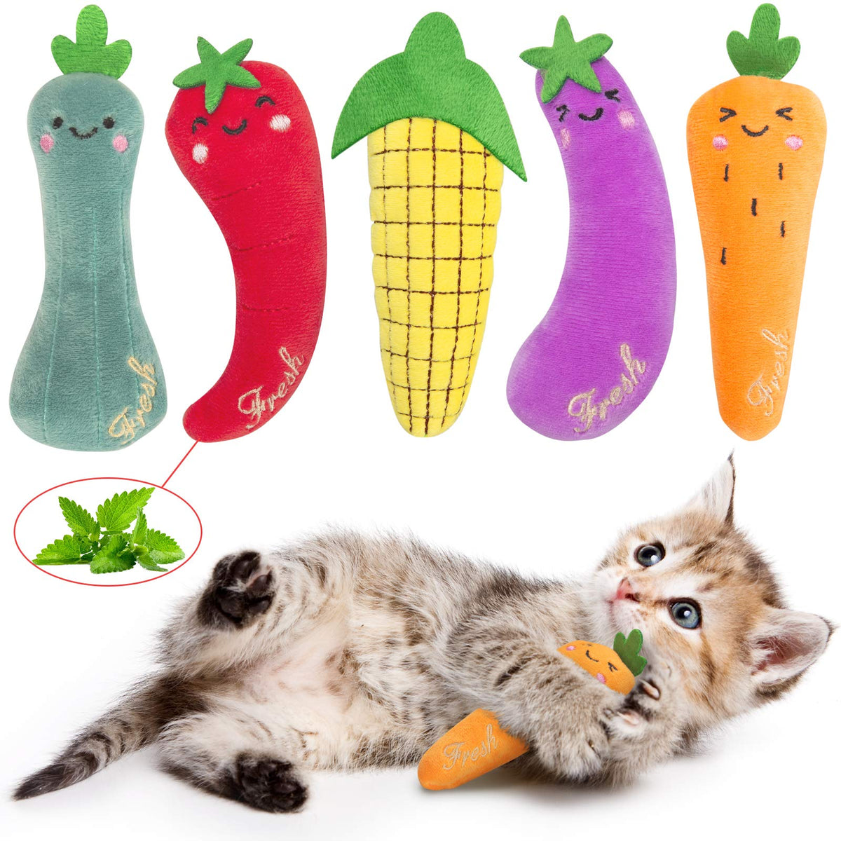 ETEKYER Catnip Toys, Cat Toys, Catnip Toys for Cats, Cat Toys with Catnip, Cat Toys for Indoor Cats, Interactive Cat Toy, Cat Chew Toy, Cat Pillow Toys, Cat Toys for Kittens Kitty