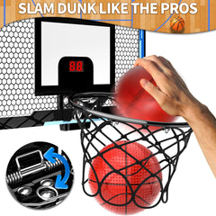 Indoor Kids and Adults Door Room Mini Basketball Hoop with Electronic Scoreboard, 4 Balls, Basketball Toys Suit for Bedroom/Office/Outdoor