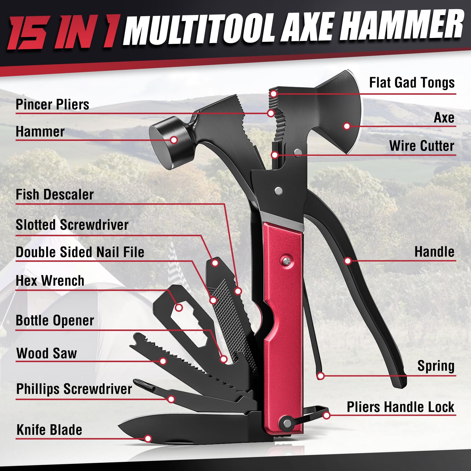 Multitool Axe Hatchet - Camping & Survival Gear Gift