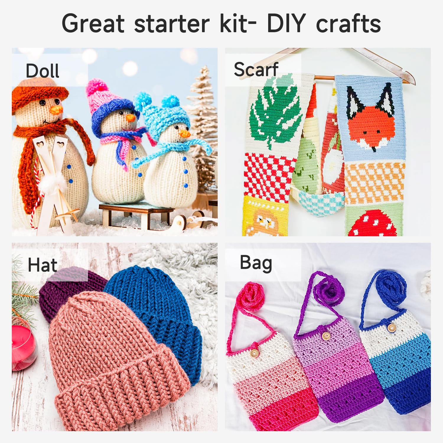 INSCRAFT Crochet Kit for Beginners Adults, 18 Large Acrylic Yarn Skeins 1800 Yards Yarn, 105 PCS Crochet Kit with Hooks Yarn Set,Includes Canvas Tote Bag, Ideal Starter Pack for Kids Professionals