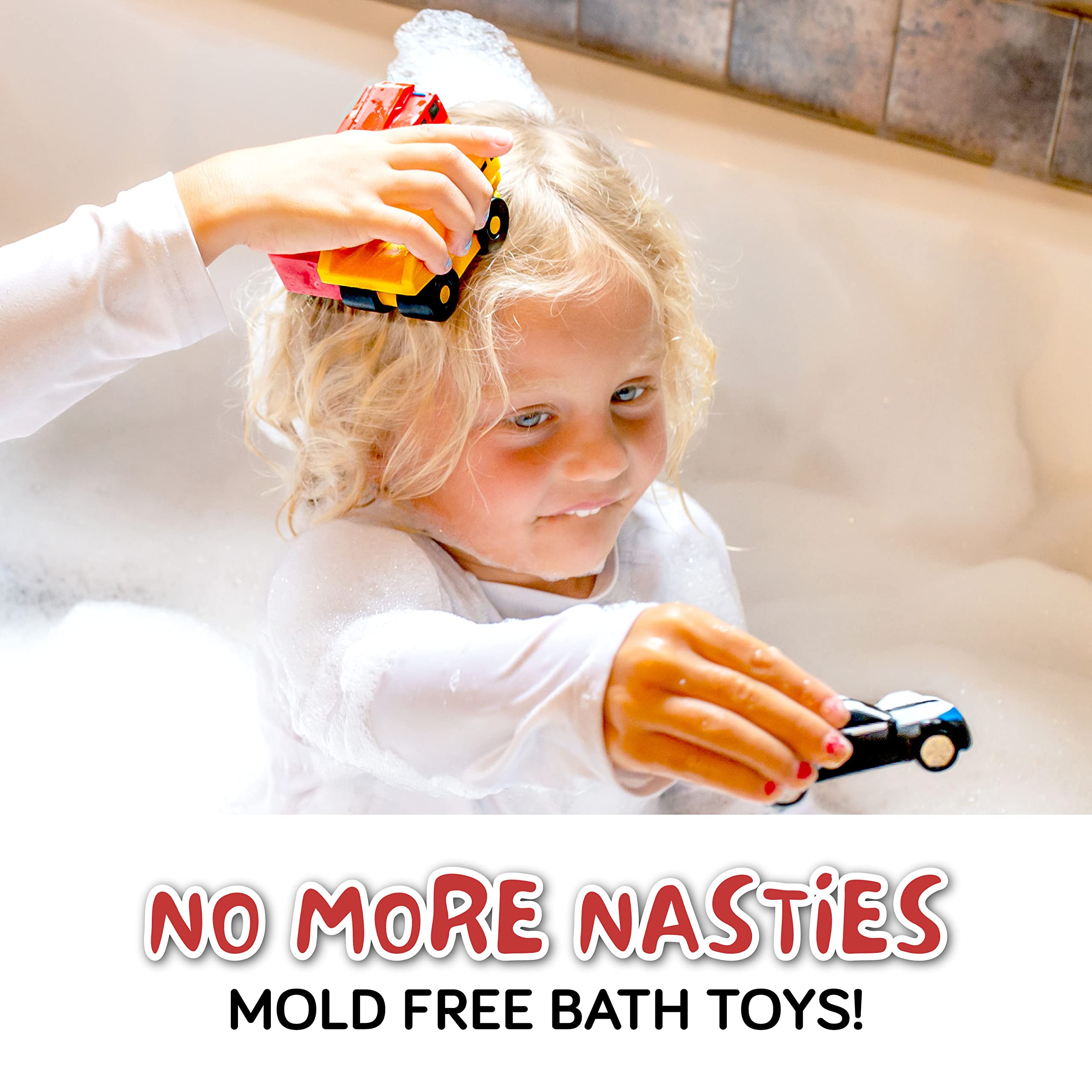 SplashEZ Mold Free Bath Toys for Babies and Toddlers, Car No Hole Bath Toys, Bath Toys no Mold for Tub, Beach, Pool, BPA-Free, Safe, Fun Infant Baby Bath Toys No Holes 0 1-3 6 12 18 Month