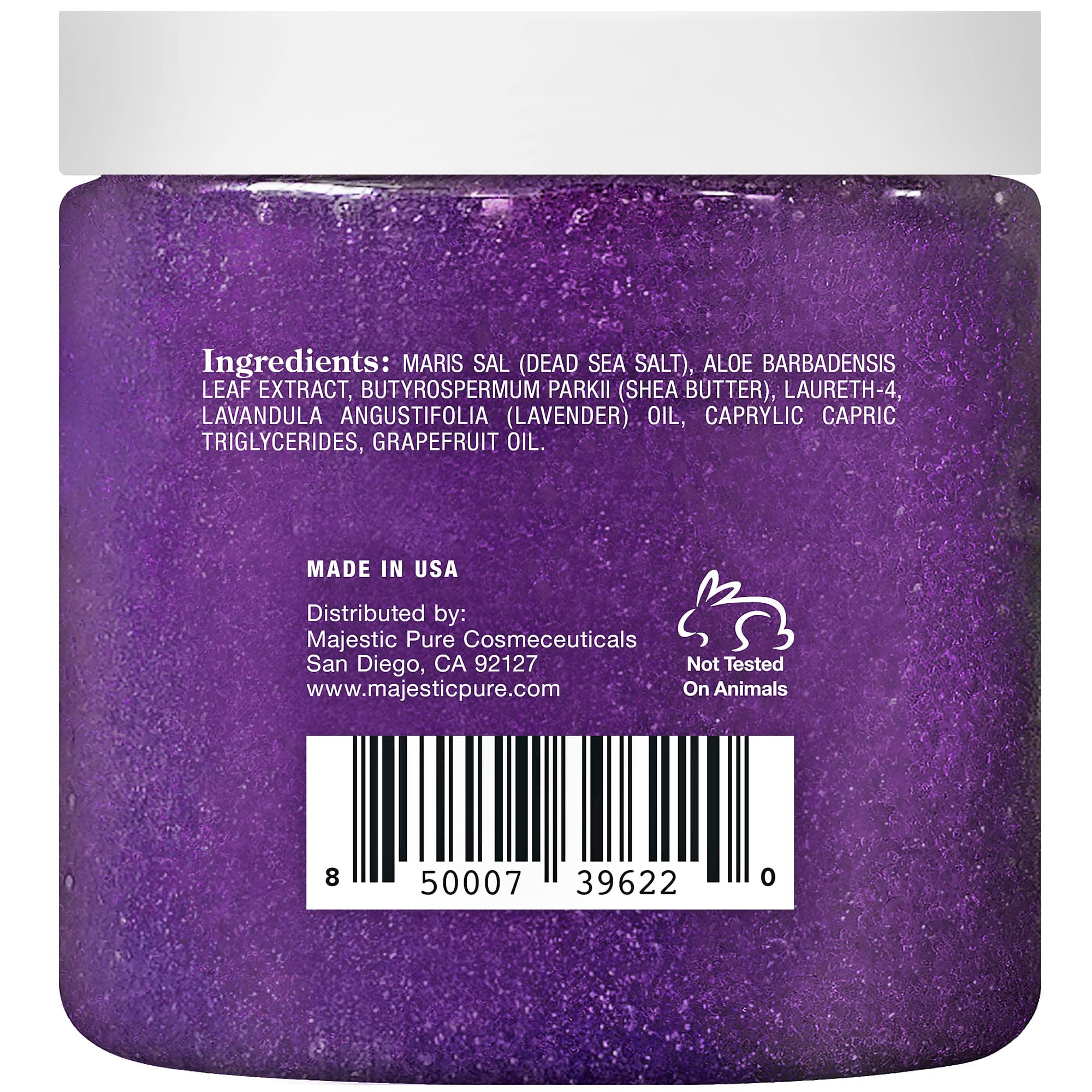 Lavender Oil Body Scrub Exfoliator with Shea Butter and Grapefruit Oil by Majestic Pure - Exfoliate & Moisturize Skin, Fights Acne - 10 oz