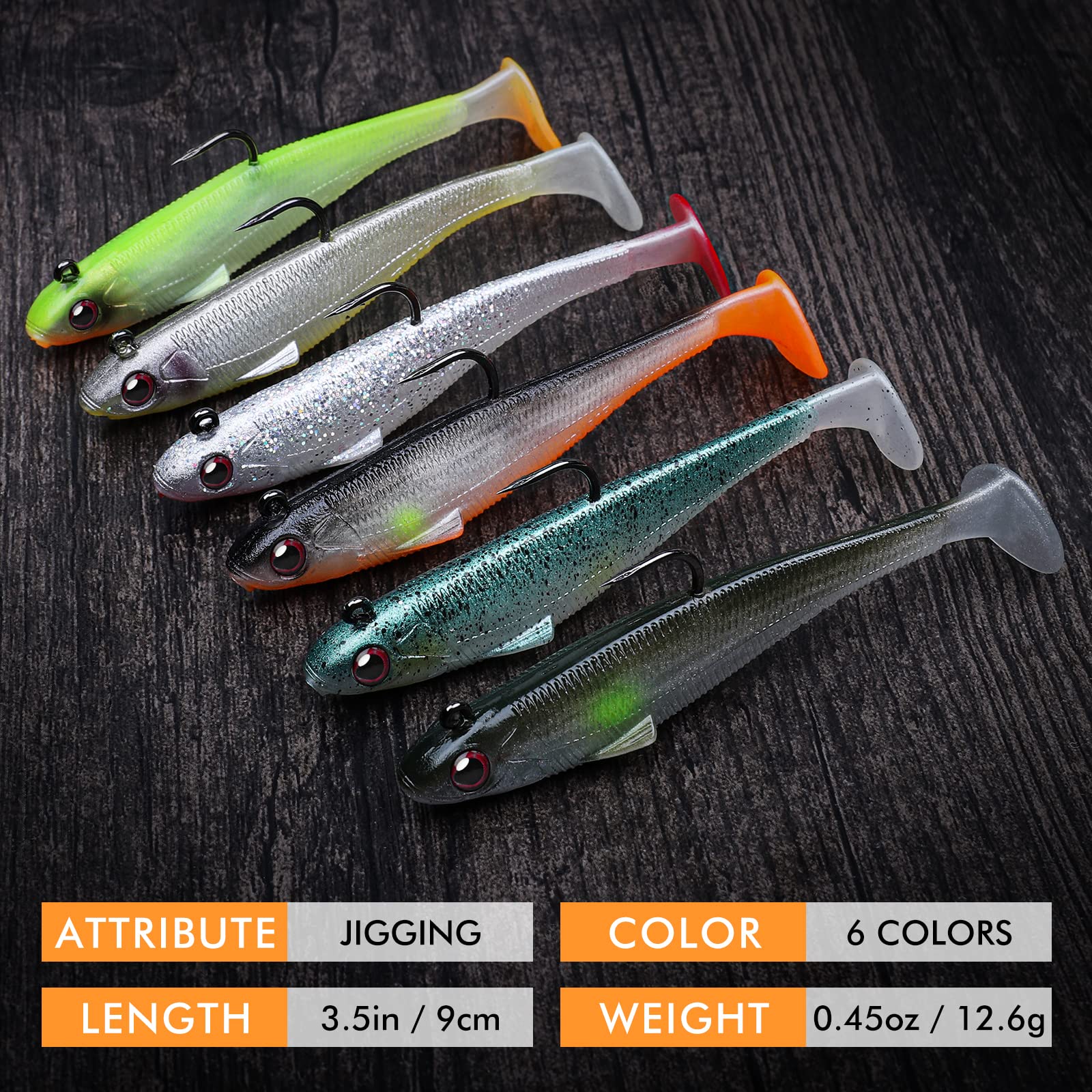 TRUSCEND Fishing Lures for Bass Trout Jighead Lures Paddle Tail Swimbaits Soft Fishing Baits Freshwater Saltwater Jigging Bass Gear Fishing Gifts for Men