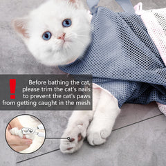 KlerRoem Cat Bathing Bag, Adjustable Anti-bite and Anti-Scratch Shower Mesh Grooming Bag for Pet Dogs, Includes Pet Nail Clipper, Nail File, Grooming Glove, and Cat Shell Comb