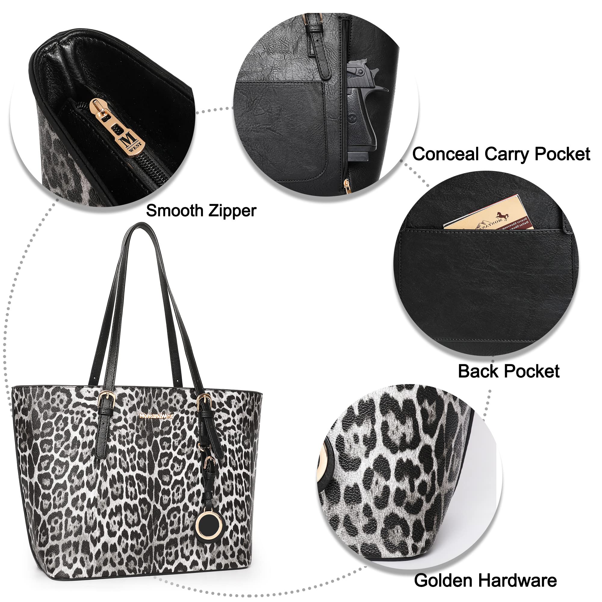 Montana West purses for women shoulder bag purses and handbags 3pcs black bag big crossbody purse and wallet set for women Leopard Print gifts western satchel bags carteras para mujer MWC3-G055BK