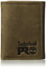 Timberland PRO Men's Leather RFID Trifold Wallet with ID Window, Dark Brown/Pullman, One Size