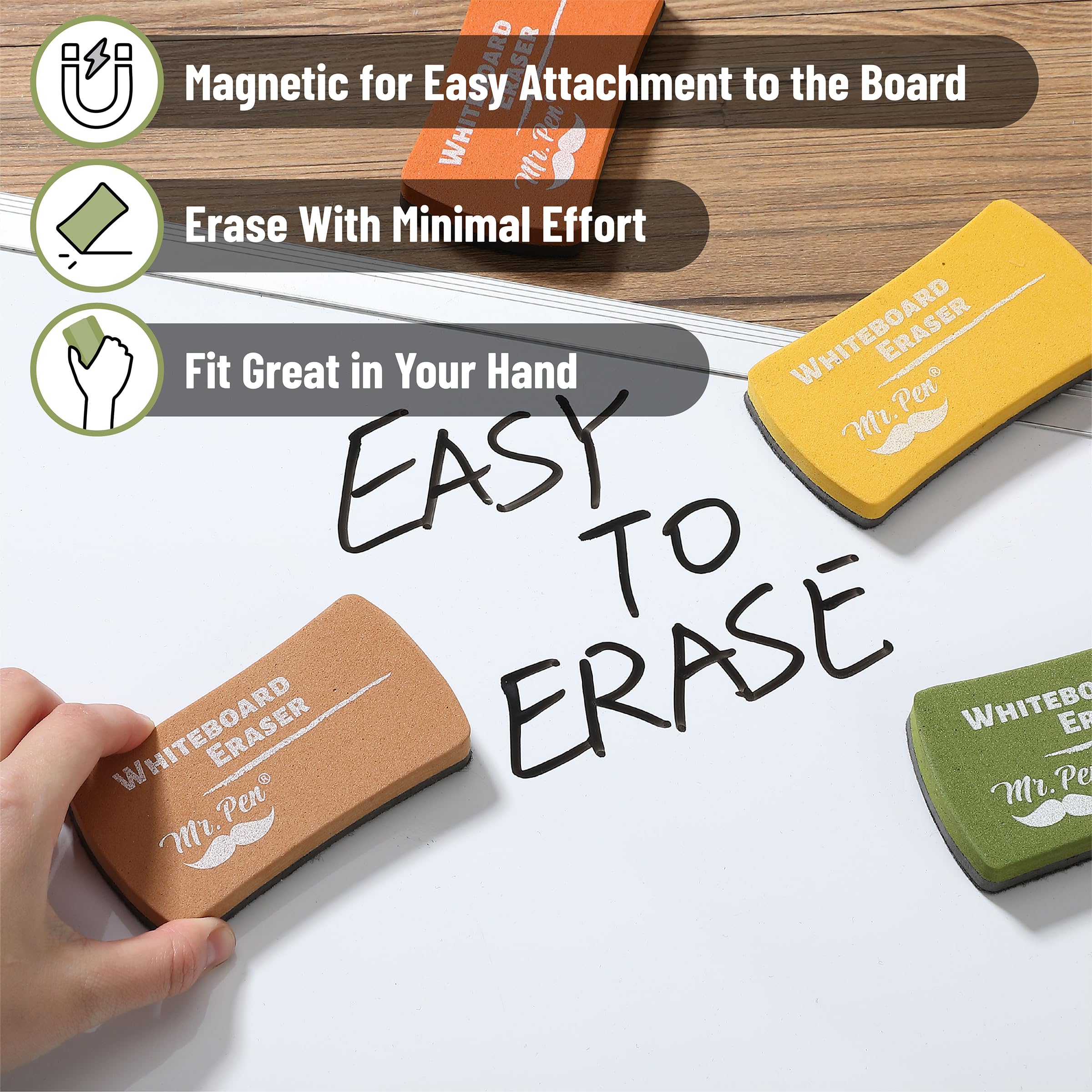 Mr. Pen- White Board Erasers, 8 Pack, Earthy Colors, Magnetic Dry Erase Eraser, Whiteboard Eraser, Dry Eraser, Dry Erase Erasers, Dry Erase Board Eraser, White Board Erasers Dry Erase, Dry Erasers