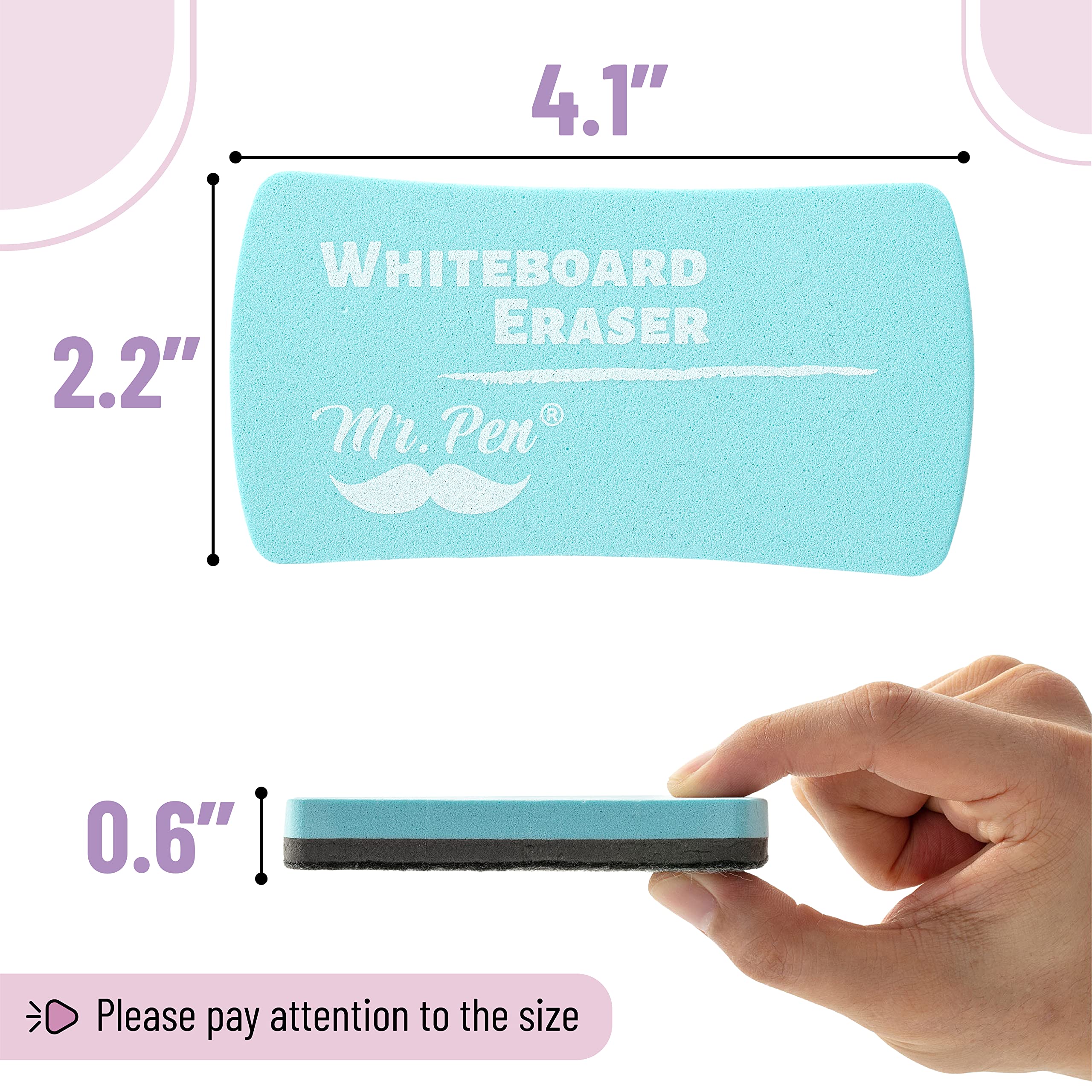 Mr. Pen- Magnetic Dry Erase Erasers, 8 Pack, Pastel Colors, Whiteboard Eraser, Dry Eraser, White Board Erasers Dry Erase, Dry Erase Board Eraser, Magnetic Whiteboard Eraser, Magnetic Dry Eraser