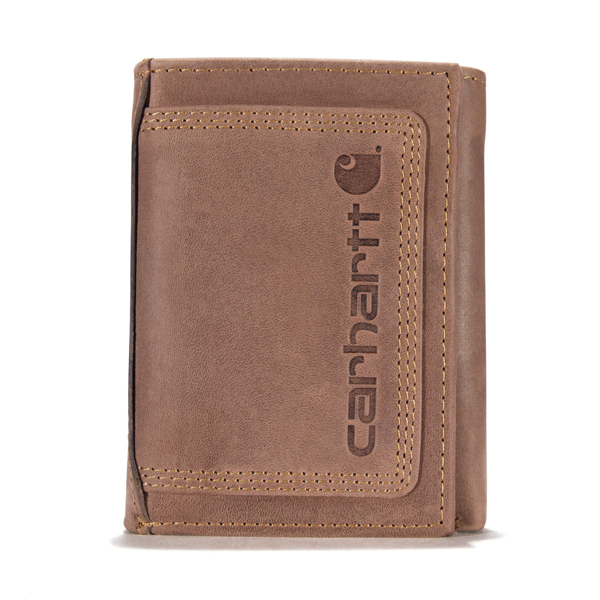 Carhartt Men's Rugged Leather Triple Stitch Wallet, Brown, One Size