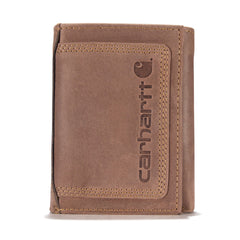 Carhartt Men's Rugged Leather Triple Stitch Wallet, Brown, One Size