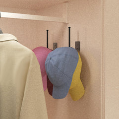 Durmmur 2 Pack Hat Racks for Baseball Caps, Stainless Steel Hat Organizer for Baseball Cap, Hat Holder Storage Organizer, Hat Hanger Strong Adhesive/Wall Drilled for Door,Bedroom,Closet(Black)
