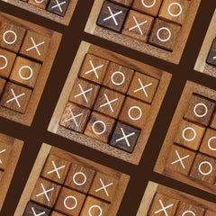 BSIRI Tic Tac Toe for Kids and Adults Coffee Table Living Room Decor and Desk Decor Family Games Night Classic Board Games Wood Rustic for Families Size 4 Inch