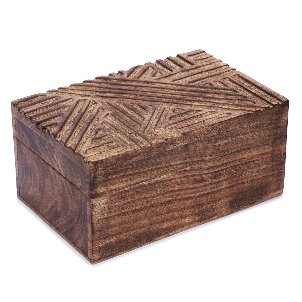 Ajuny Wooden Hand Carving Decorative Jewelry Box Line Design Trinket Chest Keepsake Multipurpose Jewellery Storage Organizer Antique Vintage Accessories Holder Boxes Great for Gifts