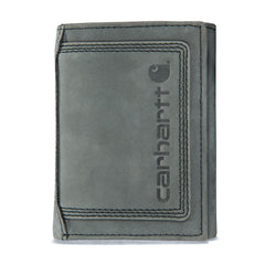 Carhartt Men's Rugged Leather Triple Stitch Wallet, Black (Trifold), One Size